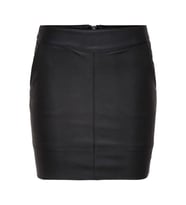 Only Kadın Fermuarlı Suni Deri Mini Etek - 15164809 (Siyah)
