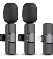iPhone Uyumlu Lightning Girişli Kablosuz Yaka Mikrofonu Çift Mikrofonlu Wireless Mikrofon Seti