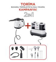 Torima CX002B Koltuk ve Halı Yıkama Makinesi + CB-902A Çok Fonksiyonlu Buharlı Temizleyici (Beyaz)