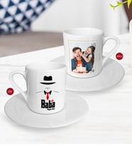 BK Gift Kişiye Özel Babalar Günü Hediyesi Fotoğraflı Türk Kahvesi Fincanı-18 (Beyaz)