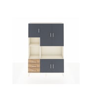 Arges Dolap 9 Raflı 3 Çekmeceli 5 Kapaklı 132x30x195 Aytaşı-Antrasit/Çam