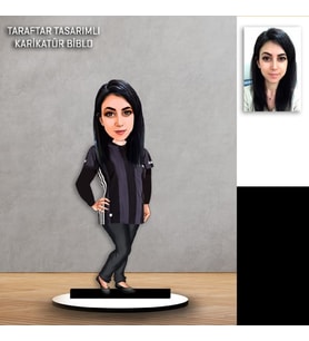 Kişiye Özel Karikatür Siyah Beyaz Kadın Taraftar Tasarımlı  Biblo  B118