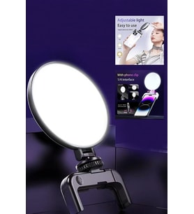 LED Selfie Video Kamera Işığı Tripod Uyumlu ve Mandallı 3000-9000 Kelvin Dimmer Ayarlı