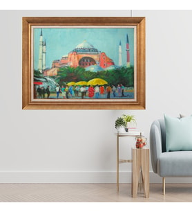 Altın Varaklı Çerçeveli Paspartulu  Tablo sde487 (Gold)