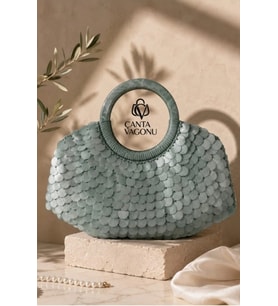 Mango Mint Yeşili Pullu El Çantası