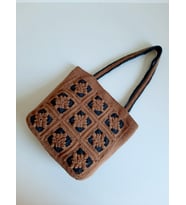 Elchandmade Süet Motifli Tığ İşi Örgü Çanta Tote Bag (Bej-Grı)