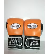Wolfking marka Deri Boks Eldiveni turuncu renk cırtlı model Orjinal Dana derisidir 10-12-14 oz büyüklükte ithal ürün