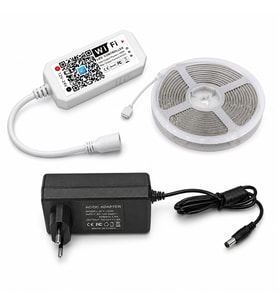 Neon LED RGB Şerit 5 Metre Tak Çalıştır Set IP65 Dış Mekan Uyumlu WiFi Kontrollü Magic Home RGB Neon Aydınlatma 12V 96 LED/m 5A Adaptör Dahil