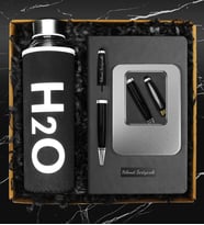 Özel Kılıflı Cam Şişe Matara & 32 GB Kişiye Özel Kutulu Usb Kalem & Kişiye Özel Defter Hediye Seti
