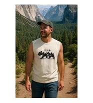 Erkek %100 Pamuk Bisiklet Yaka Bear Baskılı Kolsuz T-shirt