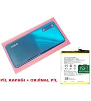 Tkgz Oppo A91 Arka Pil Batarya Kapağı + PİL (CAM) MAVİ