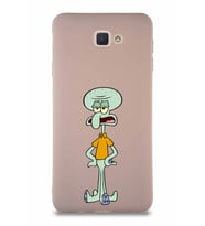 Samsung Galaxy J7 Prime 2 Soft Premier Kapak Squidward Dokunaç Tasarımlı Silikon Kılıf - Pudra (Şeffaf)