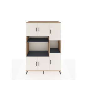Hyperion Dolap 9 Raflı 6 Kapaklı 132x44x195 Çam-Aytaşı/Antrasit