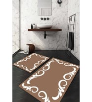 Dijital Baskılı Kaymaz Taban Yıkanabilir 2'li Klozet Takımı Banyo Paspası NDKZ-HT-643 (Kahverengi)