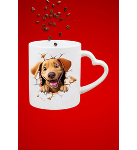 Cute Dog Sevimli Köpek Baskılı Hediye Kalp Kupa Bardak Porselen Çay Kahve Fincanı