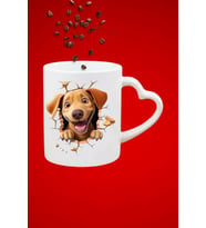 Cute Dog Sevimli Köpek Baskılı Hediye Kalp Kupa Bardak Porselen Çay Kahve Fincanı