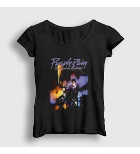 Presmono Kadın Siyah Purple Rain Prince T-Shirt 410549tt
