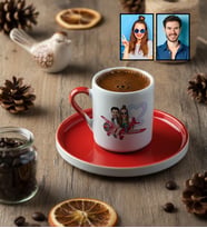 Kişiye Özel Karikatürlü Uçuyorum Aşkından Sevgiliye Hediye Türk Kahvesi Fincanı Sevgililer Günü Hediyesi