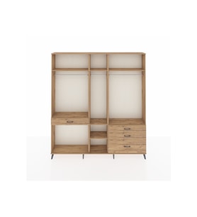Arges Gardrop 7 Raflı 4 Çekmeceli 3 Askılı 220x30x243 Çam-Çam
