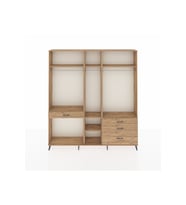 Arges Gardrop 7 Raflı 4 Çekmeceli 3 Askılı 220x30x243 Çam-Çam
