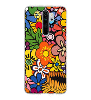 PrintiFy Xiaomi Redmi Note 8 Pro ile Uyumlu 1mm Slim Fit Retro Colors 2 Baskılı Şeffaf  Kılıf