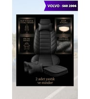 volvo s60 2006 Koltuk ve Kılıf uyumlu Minder Lüks Siyah Yastık 2 Minder 2 Yastık