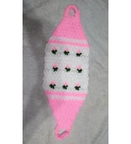 El Örgüsü Pembe Çiçekli Uzun Banyo Lifi