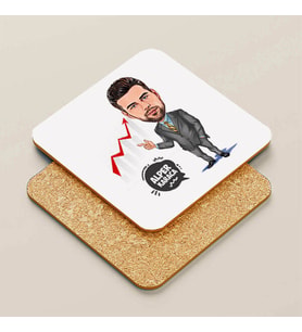 Kişiye Özel Borsacı Erkek Karikatürlü Bardak Altlığı