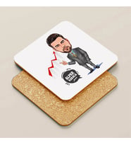 Kişiye Özel Borsacı Erkek Karikatürlü Bardak Altlığı