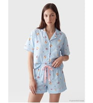 LCW DREAM Ekru Desenli Kadın Şortlu Pijama Takımı