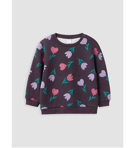 LC WAIKIKI Mürdüm Çiçekli Kız Çocuk Kalın Sweatshirt