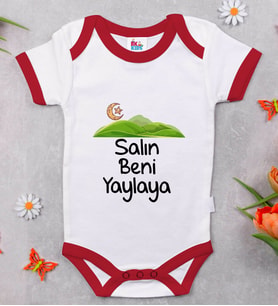 BK Kids Salın Beni Yaylaya Tasarımlı Kırmızı Bebek Body Zıbın-1