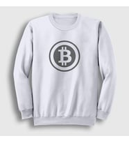 Presmono Unisex Beyaz Gray Logo Bitcoin Sweatshirt 263927tt (Beyaz)