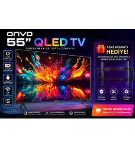 Onvo 55" QLED 4K Ultra Hd Google Smart Tv Dahili Uydu Alıcılı Askı Aparatı Hediyeli