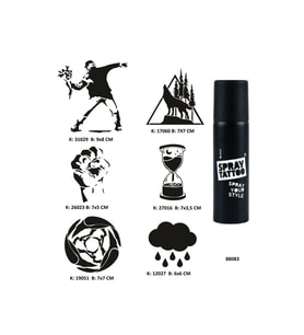 Dik Duruş Spray Tattoo Geçici Dövme Seti Dark Sprey Dövme Kiti