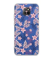 PrintiFy General Mobile GM 20 Uyumlu Kamera Korumalı Floral Kırmızı Tasarımlı Şeffaf  Kılıf