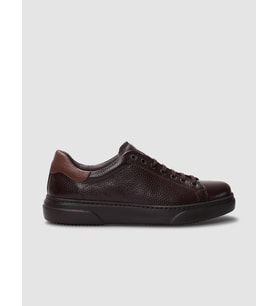 Hakiki Deri Kahverengi Bağcıklı Erkek Sneaker