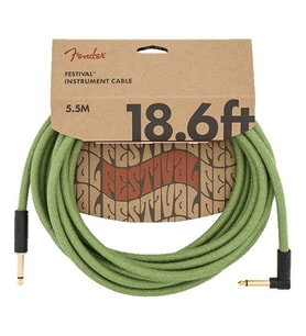Fender 0990918062 Festival Pure Hemp Enstrüman Kablosu (5m - Yeşil) Yeşil Renk Seçeneği Sahne İçin Dayanıklı ve Şık Kablo