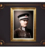 Özel Seri Paspartulu Çerçeveli Atatürk Tablo l34 (Gold)