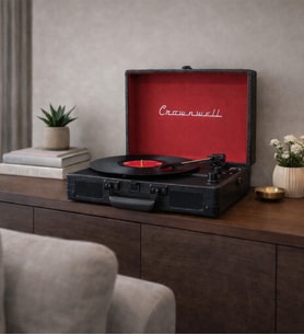 Crownwell Turntable Suitcase CR Series (Siyah-Kırmızı)