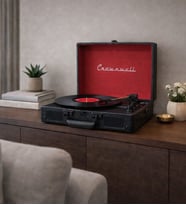 Crownwell Turntable Suitcase CR Series (Siyah-Kırmızı)