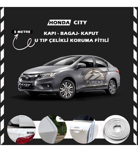Honda City Oto Araç Kapı Koruma Fitili 5metre Parlak Beyaz Renk