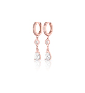 AZURİS 925 AYAR GÜMÜŞ DAMLA TAŞLI KÜPE (Rose)