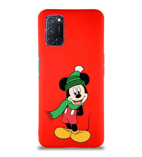 Oppo A72 Soft Premier Kapak Mickey Mouse-G Tasarımlı Silikon Kılıf - Kırmızı (Şeffaf)