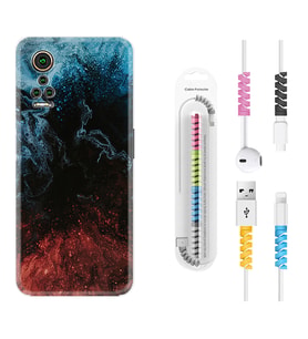General Mobile GM 21 Pro GM 22 Pro Plus Kılıf Kablo Koruma Spiral Silikon Red Blue Black Abstact 1386
