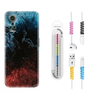General Mobile GM 21 Pro GM 22 Pro Plus Kılıf Kablo Koruma Spiral Silikon Red Blue Black Abstact 1386