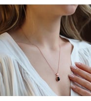 Doğal Onix Taş Rose Gold Kaplama Gümüş Kolye