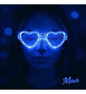 Mavi LED Işıklı Kalp Gözlük? 3 Modlu Parti & Glow Gözlüğü