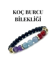 Nelleovana Doğaltaş - Koç Burcu Bileklik - Akuamarin - Ametist - Akik - Sitrin - Doğaltaş Bileklik - Unisex