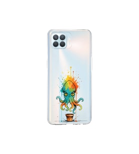 Oppo Reno 4 Lite ile uyumlu Splash ahtapot tasarımlı şeffaf silikon kılıf